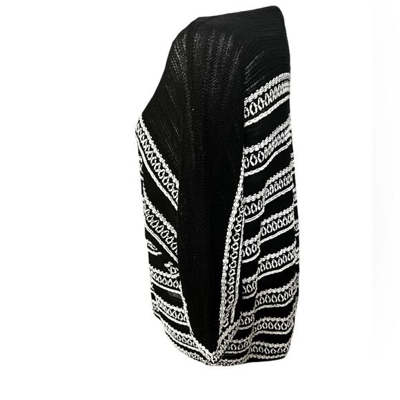 NIC+ZOE Women's Celestial Sweater black and white cotton 3/4 sleeve lightweight - Picture 10 of 12